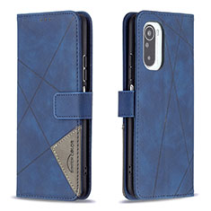 Leather Case Stands Flip Cover Holder B08F for Xiaomi Redmi K40 5G Blue