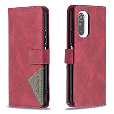 Leather Case Stands Flip Cover Holder B08F for Xiaomi Redmi K40 Pro+ Plus 5G Red