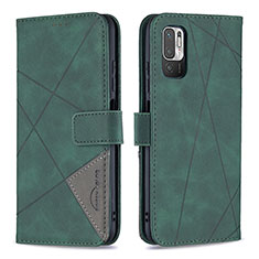 Leather Case Stands Flip Cover Holder B08F for Xiaomi Redmi Note 10 5G Green