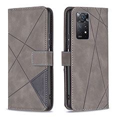 Leather Case Stands Flip Cover Holder B08F for Xiaomi Redmi Note 11 Pro 4G Gray