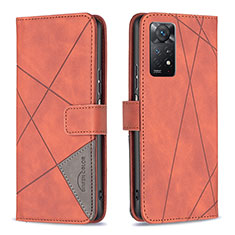 Leather Case Stands Flip Cover Holder B08F for Xiaomi Redmi Note 11 Pro 5G Orange