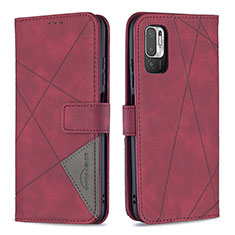 Leather Case Stands Flip Cover Holder B08F for Xiaomi Redmi Note 11 SE 5G Red