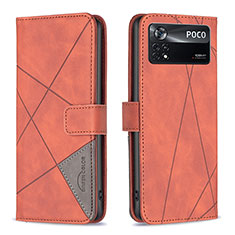 Leather Case Stands Flip Cover Holder B08F for Xiaomi Redmi Note 11E Pro 5G Orange