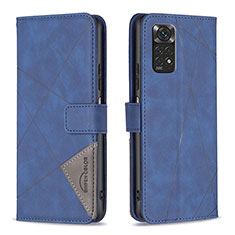 Leather Case Stands Flip Cover Holder B08F for Xiaomi Redmi Note 11S 4G Blue