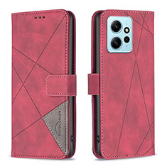 Leather Case Stands Flip Cover Holder B08F for Xiaomi Redmi Note 12 4G Red