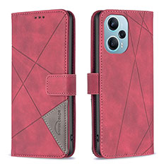 Leather Case Stands Flip Cover Holder B08F for Xiaomi Redmi Note 12 Turbo 5G Red