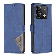 Leather Case Stands Flip Cover Holder B08F for Xiaomi Redmi Note 13 5G Blue