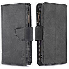 Leather Case Stands Flip Cover Holder B10F for Samsung Galaxy M12 Black