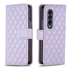Leather Case Stands Flip Cover Holder B10F for Samsung Galaxy Z Fold4 5G Purple