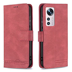 Leather Case Stands Flip Cover Holder B10F for Xiaomi Mi 12 5G Red