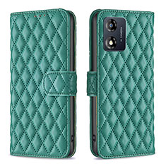 Leather Case Stands Flip Cover Holder B11F for Motorola Moto E13 Green