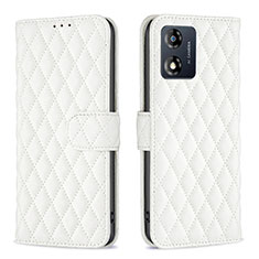 Leather Case Stands Flip Cover Holder B11F for Motorola Moto E13 White