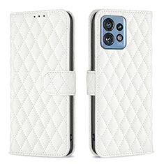 Leather Case Stands Flip Cover Holder B11F for Motorola Moto Edge 40 Pro 5G White