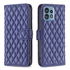 Leather Case Stands Flip Cover Holder B11F for Motorola Moto Edge Plus (2023) 5G Blue