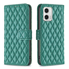 Leather Case Stands Flip Cover Holder B11F for Motorola Moto G73 5G Green