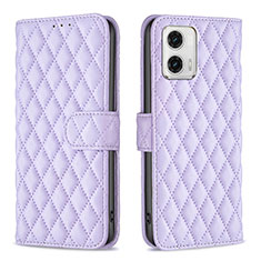 Leather Case Stands Flip Cover Holder B11F for Motorola Moto G73 5G Purple