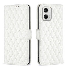 Leather Case Stands Flip Cover Holder B11F for Motorola Moto G73 5G White