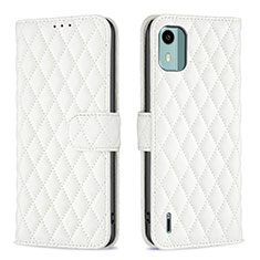 Leather Case Stands Flip Cover Holder B11F for Nokia C12 Plus White