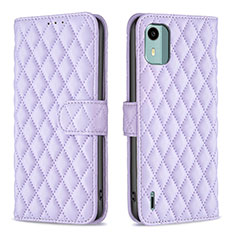 Leather Case Stands Flip Cover Holder B11F for Nokia C12 Pro Purple