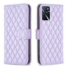 Leather Case Stands Flip Cover Holder B11F for Oppo A16 Purple