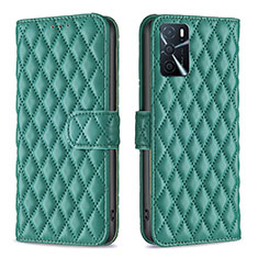 Leather Case Stands Flip Cover Holder B11F for Oppo A16s Green
