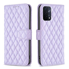 Leather Case Stands Flip Cover Holder B11F for Oppo A54 5G Purple