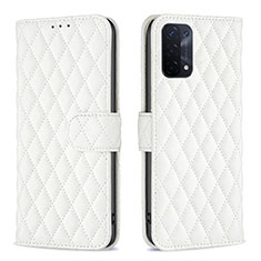 Leather Case Stands Flip Cover Holder B11F for Oppo A54 5G White