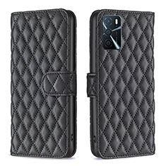 Leather Case Stands Flip Cover Holder B11F for Oppo A54s Black