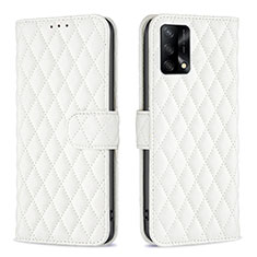 Leather Case Stands Flip Cover Holder B11F for Oppo A74 4G White
