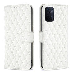 Leather Case Stands Flip Cover Holder B11F for Oppo A93 5G White