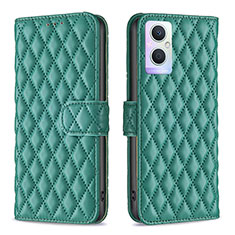 Leather Case Stands Flip Cover Holder B11F for Oppo A96 5G Green