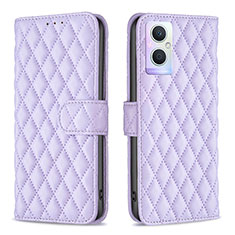 Leather Case Stands Flip Cover Holder B11F for Oppo F21 Pro 5G Purple