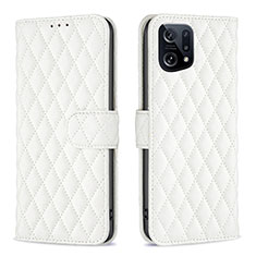 Leather Case Stands Flip Cover Holder B11F for Oppo Find X5 5G White