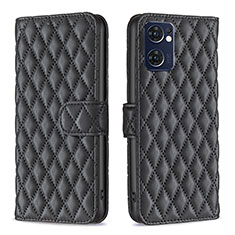 Leather Case Stands Flip Cover Holder B11F for Oppo Find X5 Lite 5G Black