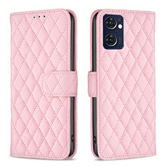 Leather Case Stands Flip Cover Holder B11F for Oppo Find X5 Lite 5G Rose Gold