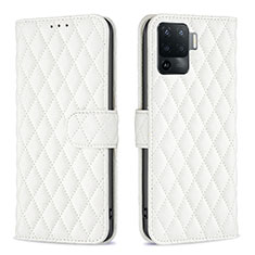 Leather Case Stands Flip Cover Holder B11F for Oppo Reno5 Lite White