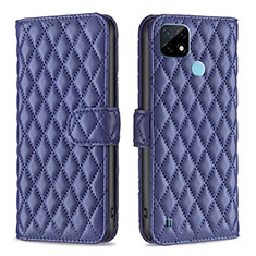 Leather Case Stands Flip Cover Holder B11F for Realme C21 Blue