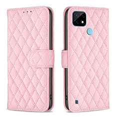 Leather Case Stands Flip Cover Holder B11F for Realme C21 Rose Gold