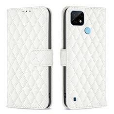 Leather Case Stands Flip Cover Holder B11F for Realme C21 White