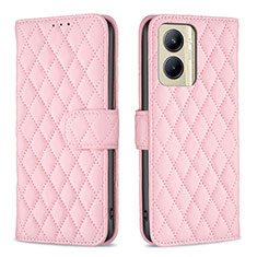 Leather Case Stands Flip Cover Holder B11F for Realme C33 (2023) Rose Gold