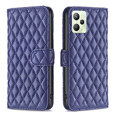 Leather Case Stands Flip Cover Holder B11F for Realme C35 Blue