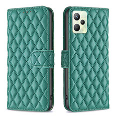 Leather Case Stands Flip Cover Holder B11F for Realme C35 Green