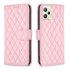 Leather Case Stands Flip Cover Holder B11F for Realme C35 Rose Gold