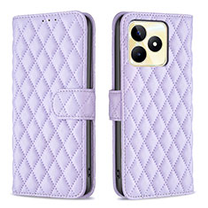 Leather Case Stands Flip Cover Holder B11F for Realme C51 Purple