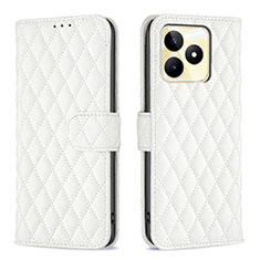 Leather Case Stands Flip Cover Holder B11F for Realme C51 White