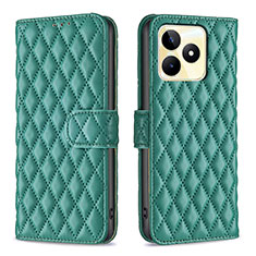 Leather Case Stands Flip Cover Holder B11F for Realme C53 Green