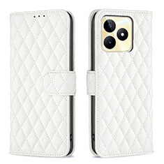 Leather Case Stands Flip Cover Holder B11F for Realme C53 India White