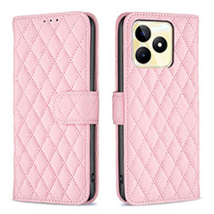 Leather Case Stands Flip Cover Holder B11F for Realme C53 Rose Gold