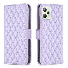 Leather Case Stands Flip Cover Holder B11F for Realme Narzo 50A Prime Purple