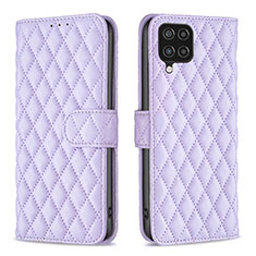 Leather Case Stands Flip Cover Holder B11F for Samsung Galaxy A12 5G Purple